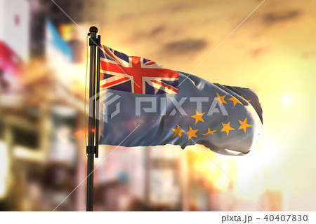 Tuvalu Flag Against City Blurred Background Tuvalu Flag Against City Blurred Background 40407830