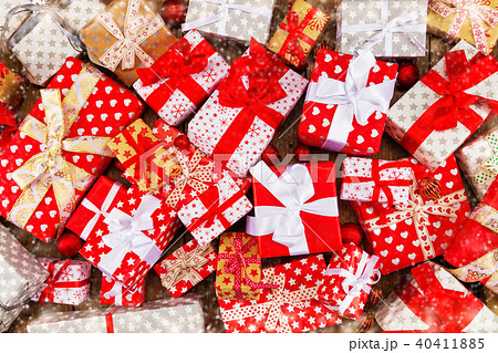 Pile of Christmas gift boxes Pile of Christmas gift boxes 40411885