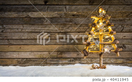 Christmas tree with decoration on wood 40411945