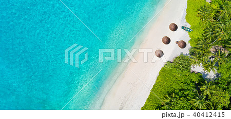 Aerial photo of tropical Maldives beach on island Aerial photo of tropical Maldives beach on island 40412415