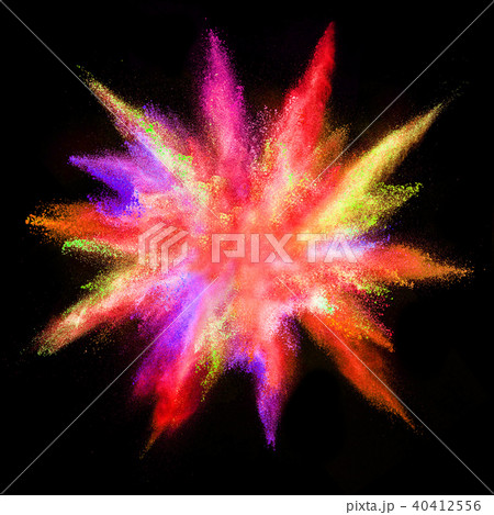 Explosion of colored powder on black background 40412556