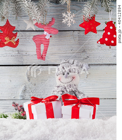Christmas still life decoration with wooden background 40412894