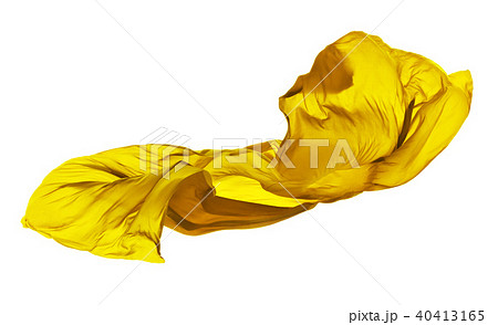 Smooth elegant yellow cloth on white background 40413165