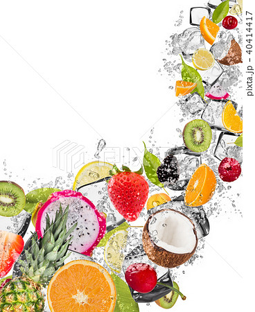 Fruit in water splash on white background Fruit in water splash on white background 40414417