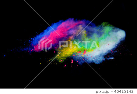 Explosion of colored powder on black background 40415142