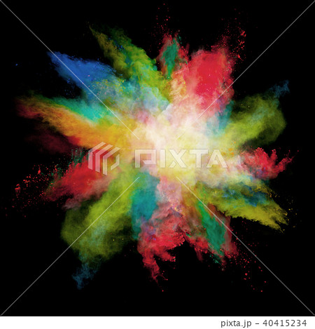 Freeze motion of colored dust explosions on black background 40415234