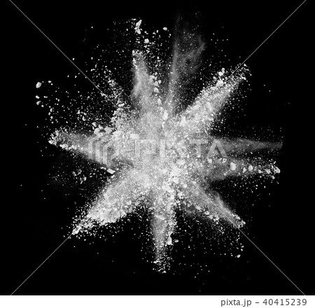 Explosion of white powder on black background 40415239