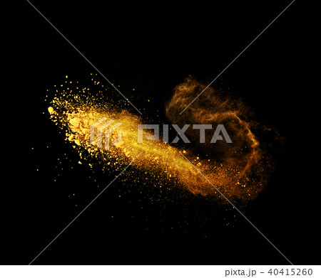 Explosion of yellow powder on black background 40415260