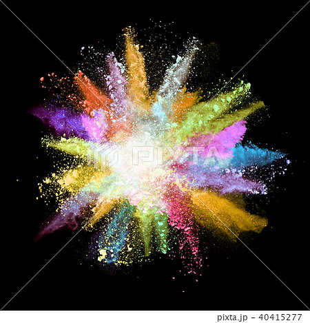 Explosion of colored powder on black background 40415277