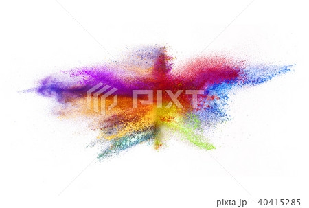 Explosion of colored powder on white background Explosion of colored powder on white background 40415285
