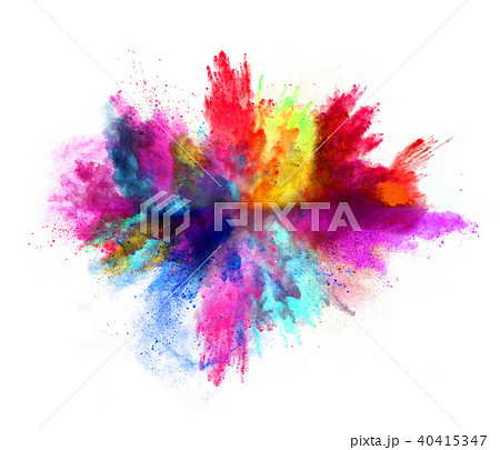 Explosion of colored powder on white background Explosion of colored powder on white background 40415347