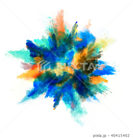Explosion of colored powder on white background 40415402