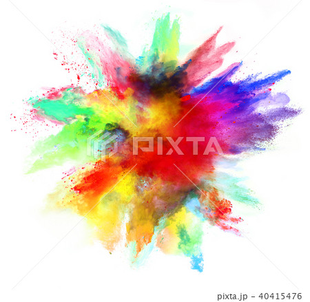 Explosion of colored powder on white background Explosion of colored powder on white background 40415476