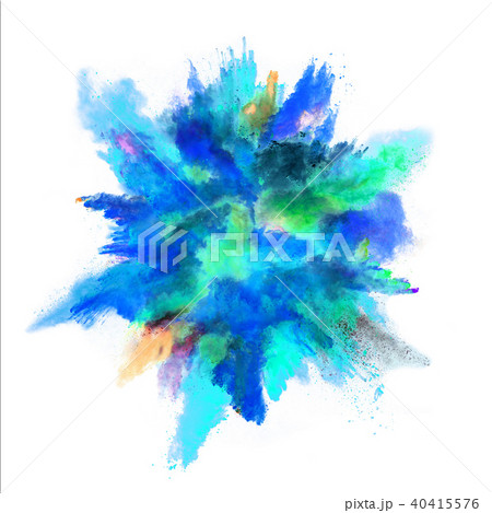 Explosion of colored powder on white background Explosion of colored powder on white background 40415576