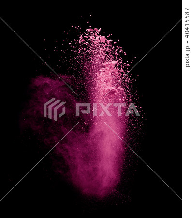 Explosion of pink powder on black background 40415587