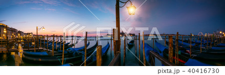 Group of gondolas moored by Saint Mark square 40416730