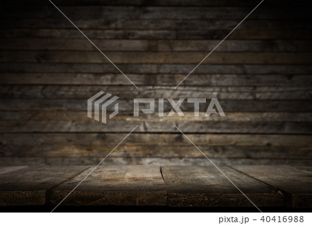 Vintage wood table in wood wall interior Vintage wood table in wood wall interior 40416988
