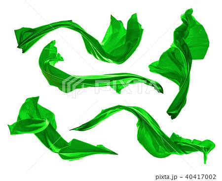 Smooth Elegant Green Satin Isolated On White の写真素材