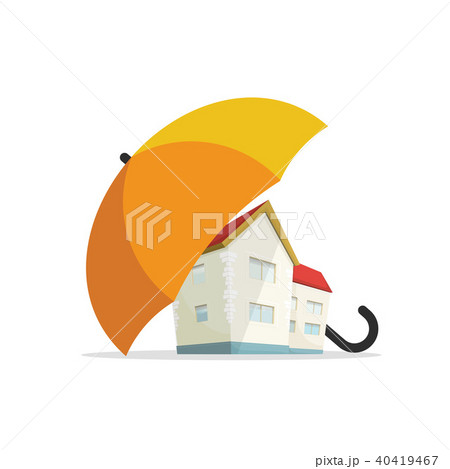 House insurance concept, home real estate protected under umbrella, protection House insurance concept, home real estate protected under umbrella, protection 40419467