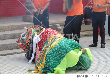 a qilin dance at Tin Hau Temple hk a qilin dance at Tin Hau Temple hk 40419605