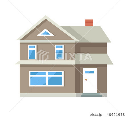 Icon of Three Storey House of Grey Color with Door 40421958