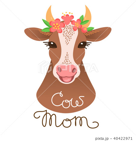 Cute cow portrait. Calf character in cartoon style. 40422971
