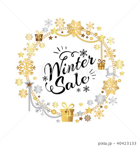 Winter Sale Poster in Frame Made of Snowflakes 40423133