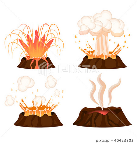 Volcanic Eruption Stages Illustrations Collection 40423303