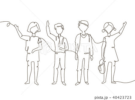 Schoolchildren - one line design style illustration Schoolchildren - one line design style illustration 40423723