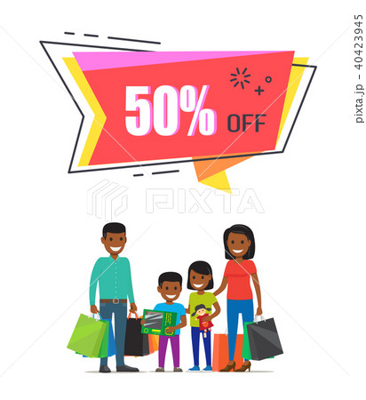 50 Off For All Goods To Go Shopping With Familyのイラスト素材