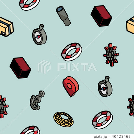 Seaport color outline isometric pattern 40425465