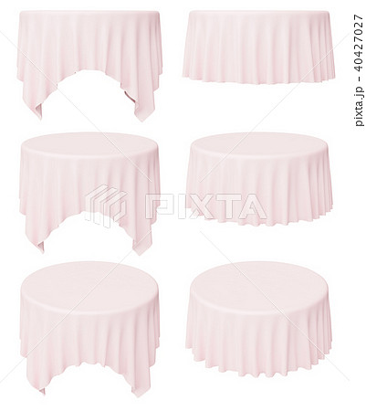 Pink Round Tablecloth Setのイラスト素材
