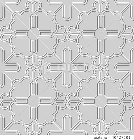 3D white paper art retro seamless pattern backdrop 3D white paper art retro seamless pattern backdrop 40427501