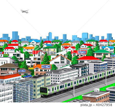 町並み 山手線 透明のイラスト素材