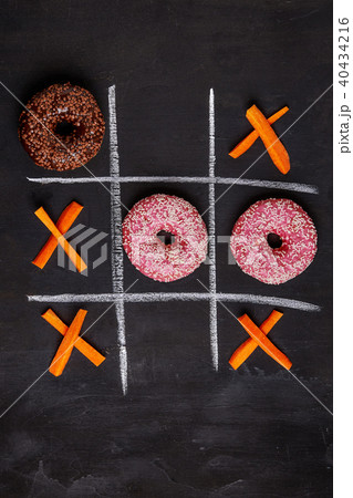 tic-tac-toe donuts vs carrots 40434216