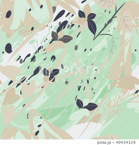Military camouflage texture with trees, branches, grass and watercolor stains Military camouflage texture with trees, branches, grass and watercolor stains 40434329