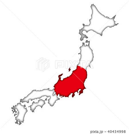 半立体 レリーフ状の国旗と地図のイラスト 日本地図 日の丸