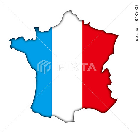 半立体 レリーフ状の国旗と地図のイラスト フランスの地図 ベクターデータのイラスト素材