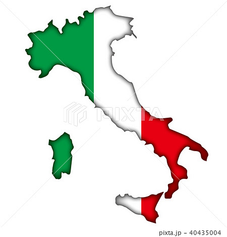 半立体 レリーフ状の国旗と地図のイラスト イタリアの地図 ベクターデータのイラスト素材