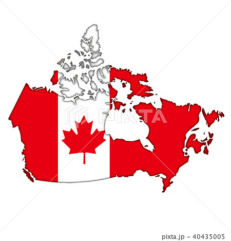 半立体 レリーフ状の国旗と地図のイラスト カナダの地図 ベクターデータのイラスト素材
