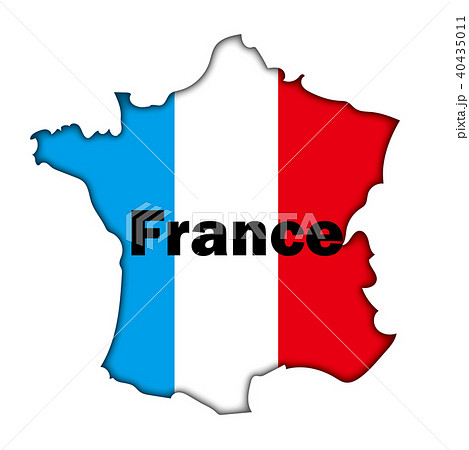 半立体 レリーフ状の国旗と地図のイラスト 国名入 フランスの地図