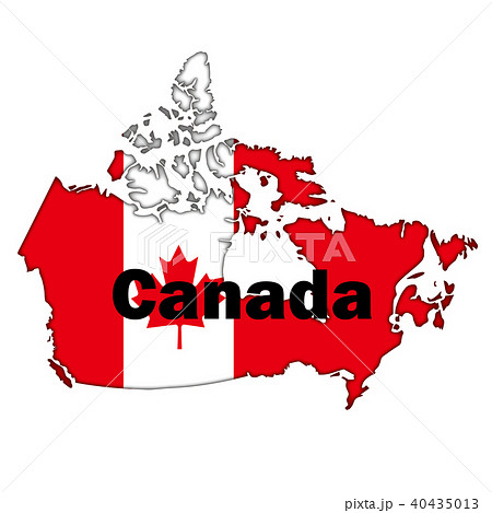 半立体 レリーフ状の国旗と地図のイラスト 国名入 カナダの地図 国旗 ベクターデータのイラスト素材 40435013 Pixta