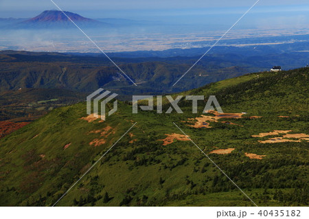 青森津軽平野　岩木山をバックに八甲田の紅葉 40435182