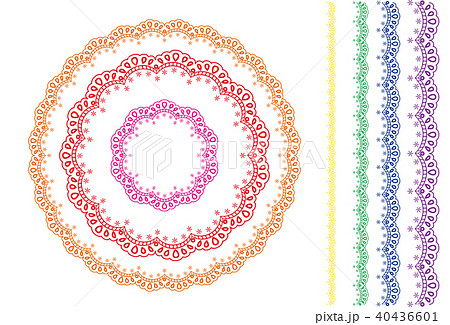レース模様 円とライン セット カラフルのイラスト素材 40436601 Pixta