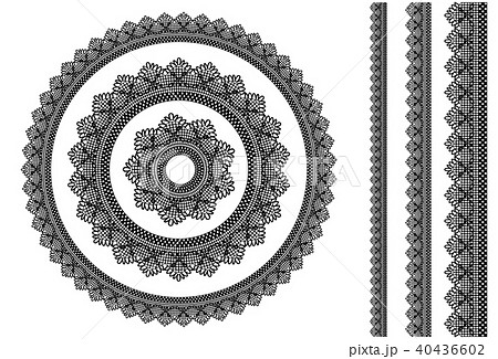 レース模様 円とライン セット モノクロ のイラスト素材 40436602 Pixta