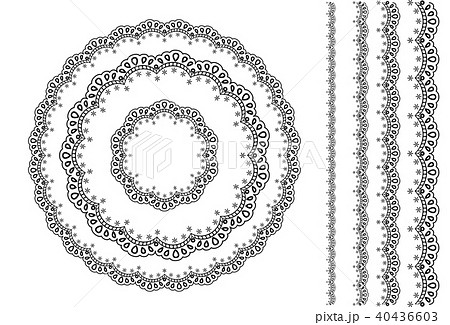 レース模様 円とライン セット モノクロ のイラスト素材 40436603 Pixta