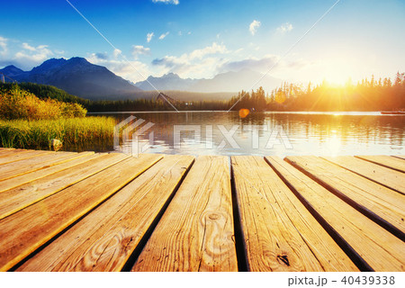 Majestic mountain lake in National Park High Tatra. Strbske ples 40439338