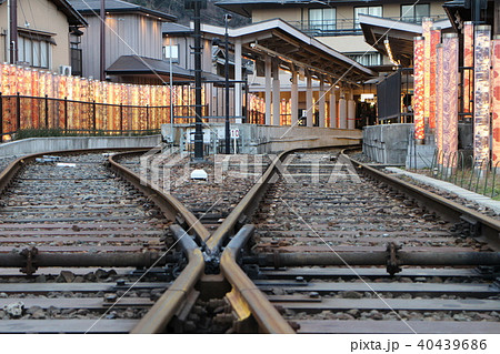 嵐電嵐山駅のホームと線路 嵐電嵐山駅のホームと線路 40439686
