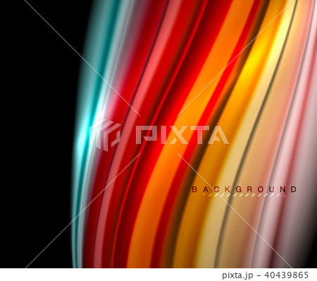 Fluid wavy multicolored lines on black Fluid wavy multicolored lines on black 40439865