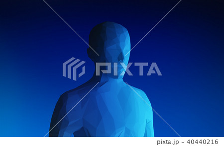 Human model on blue background in technology 40440216